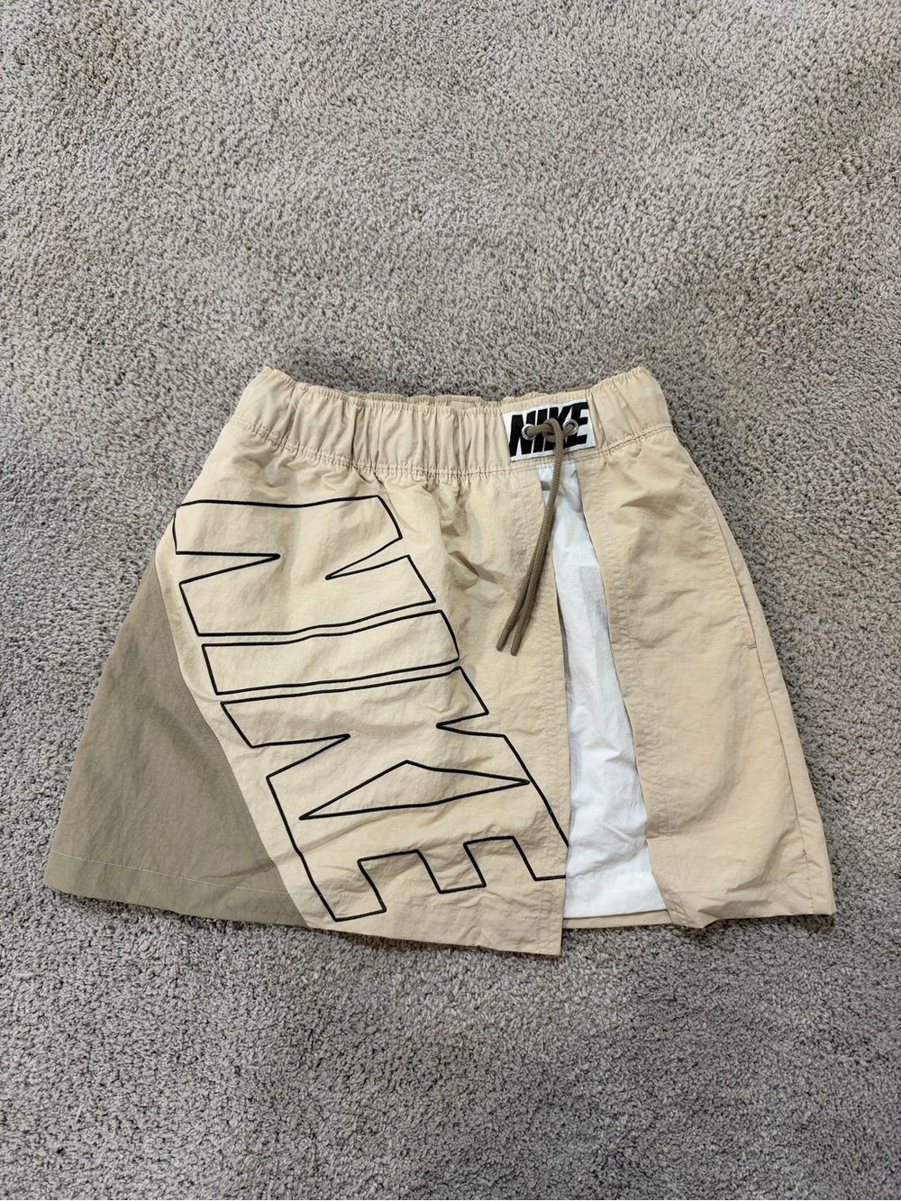Nike Beige and Olive Colorblock Athletic Skirt